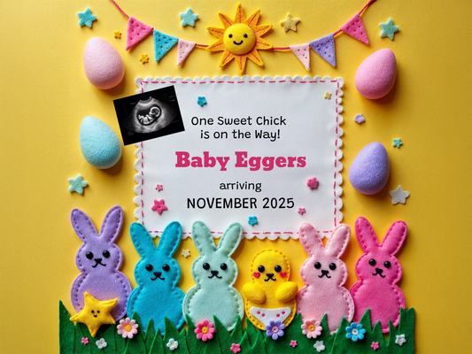 Colorful Bunnies Easter Pregnancy Announcement