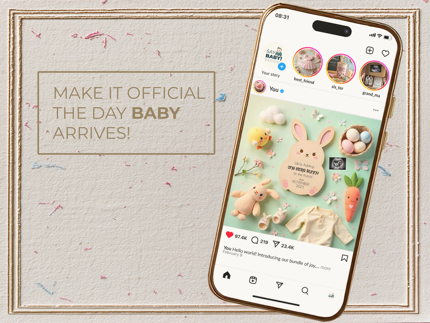 Kawaii Easter Pregnancy Announcement
