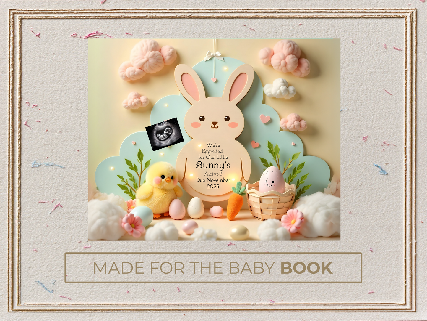 Kawaii Spring Bunny Pregnancy Announcement