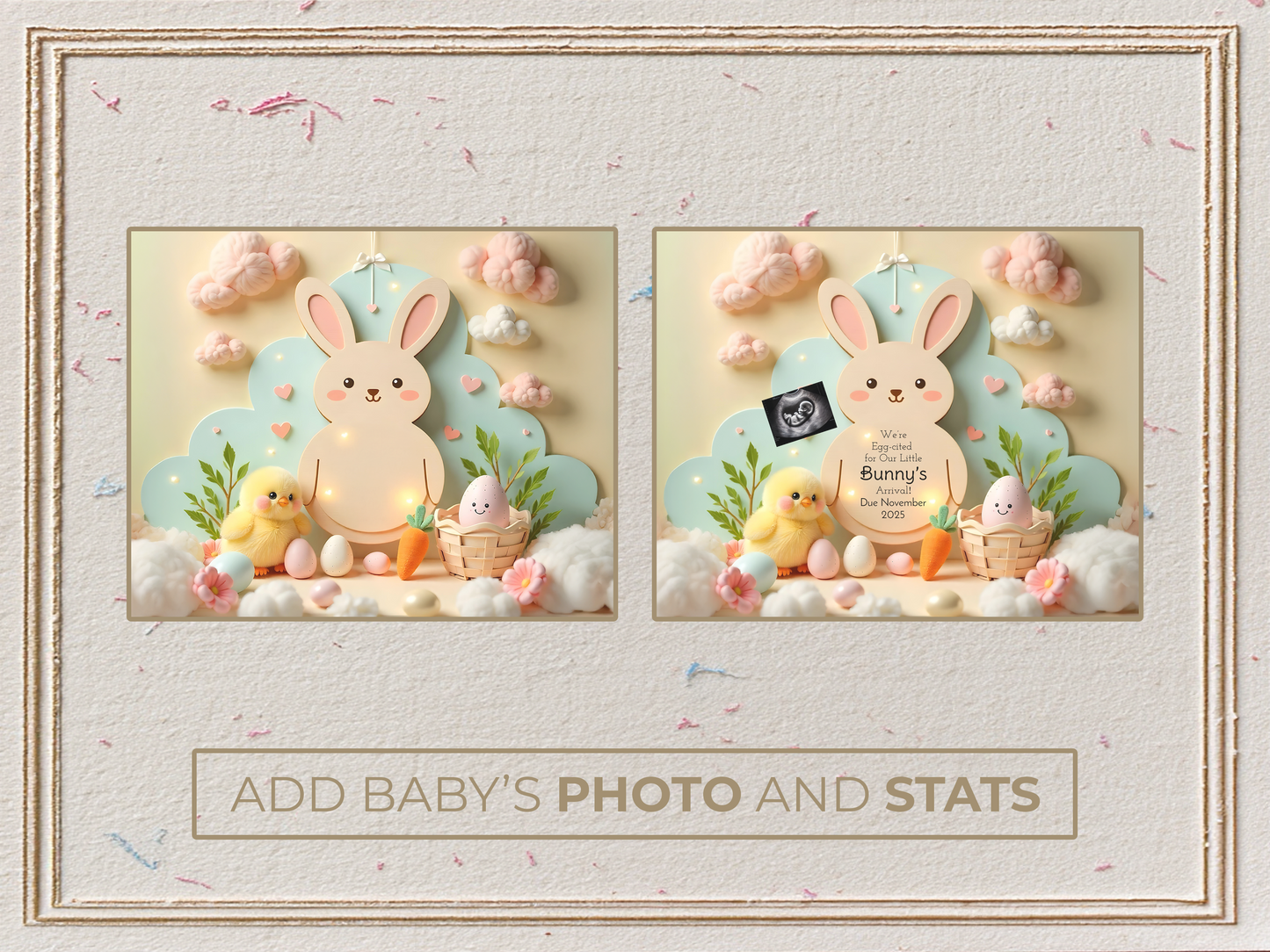 Kawaii Spring Bunny Pregnancy Announcement