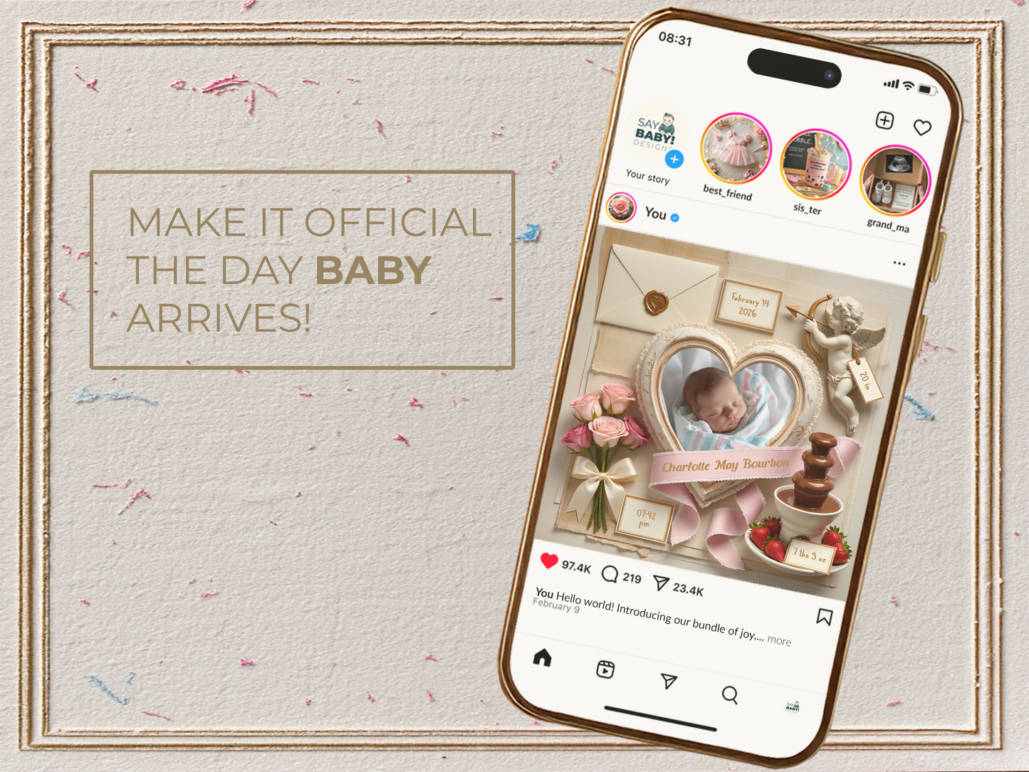 Valentine's Day Baby Birth Announcement
