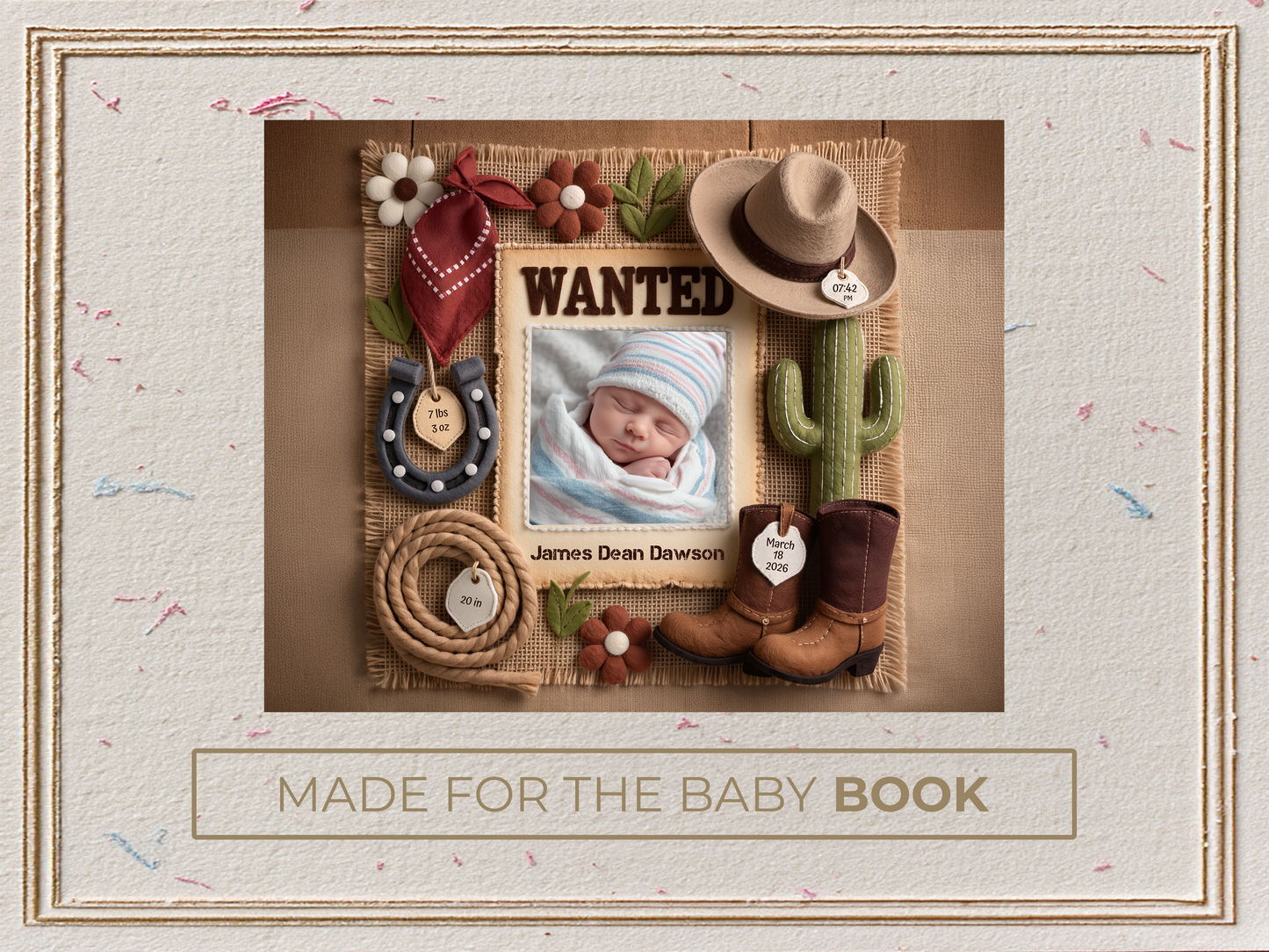 Cowboy Baby Boy Birth Announcement