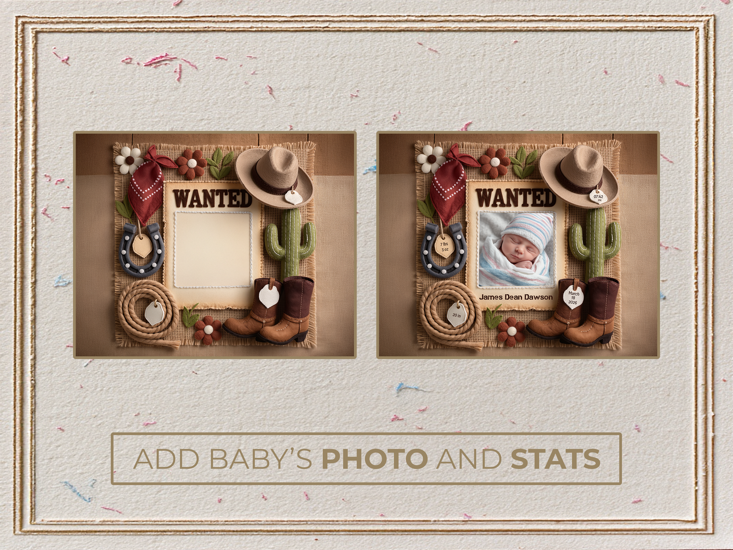 Cowboy Baby Boy Birth Announcement