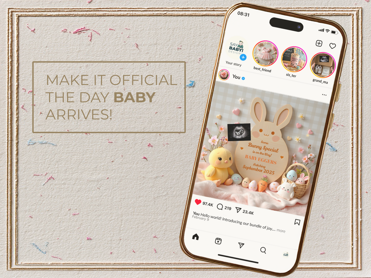 Kawaii Easter Egg Pregnancy Announcement