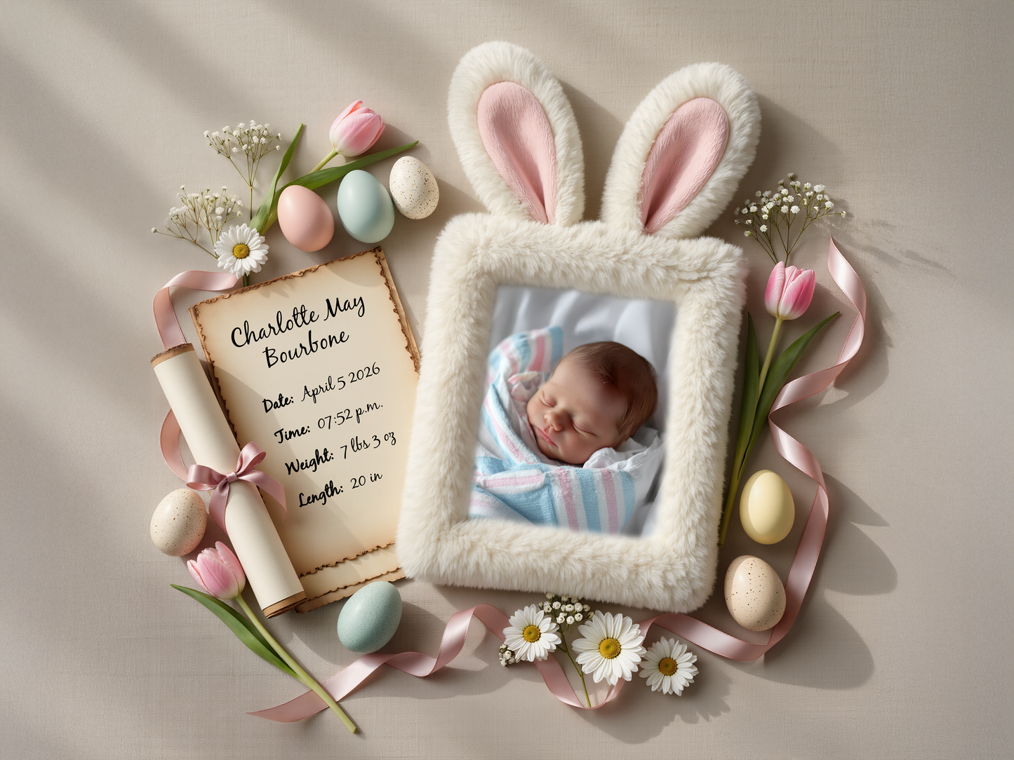 Easter Baby Birth Announcement