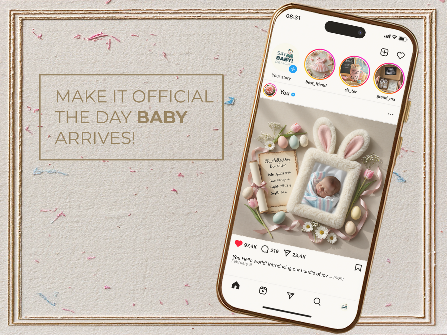 Easter Baby Birth Announcement