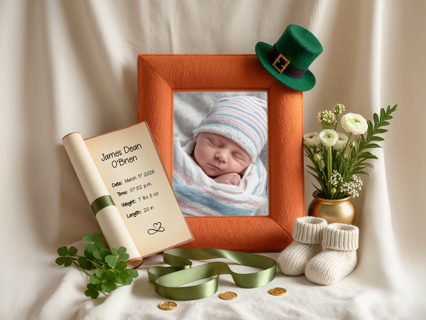St. Patrick's Day Baby Birth Announcement