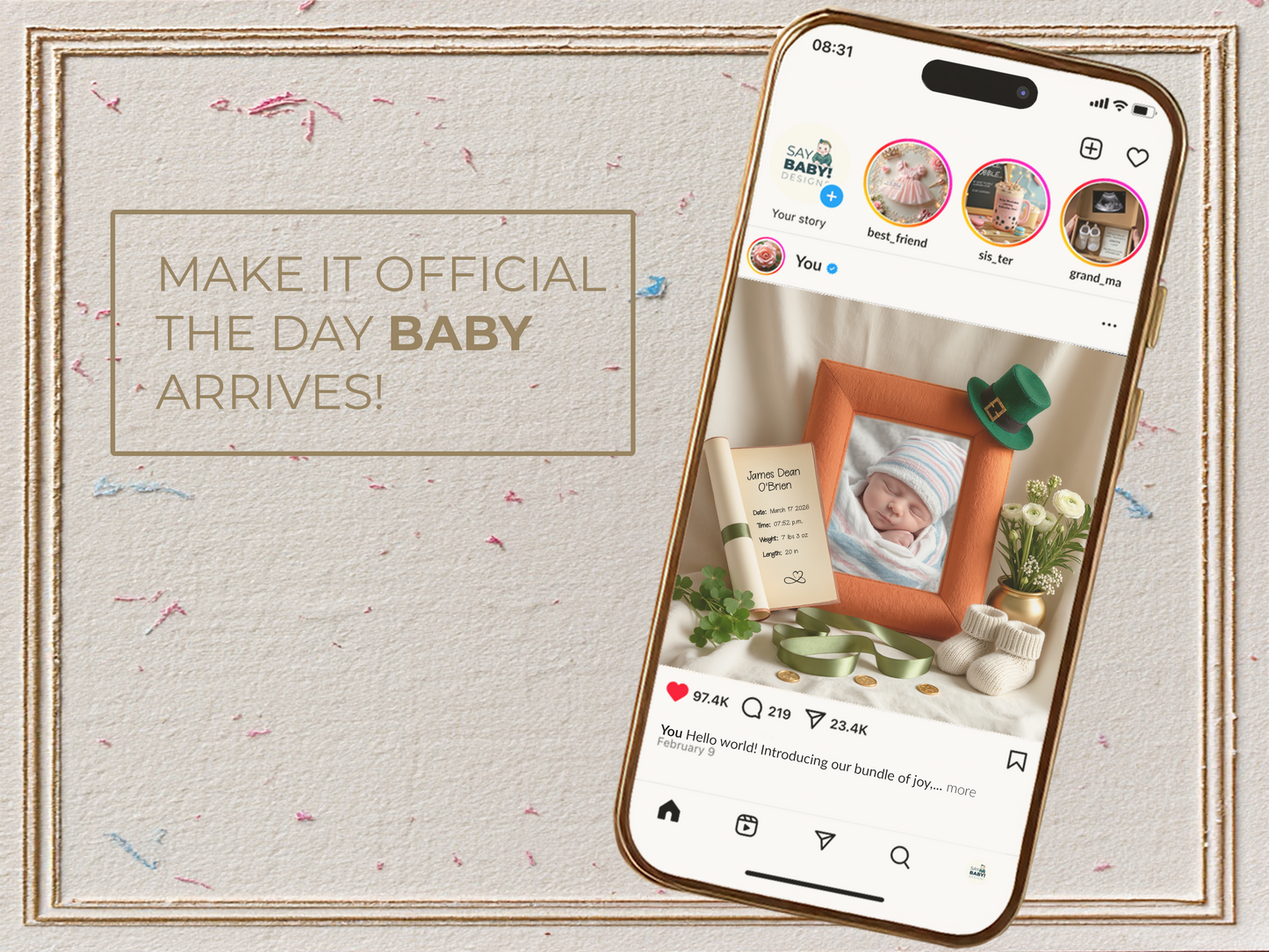 St. Patrick's Day Baby Birth Announcement