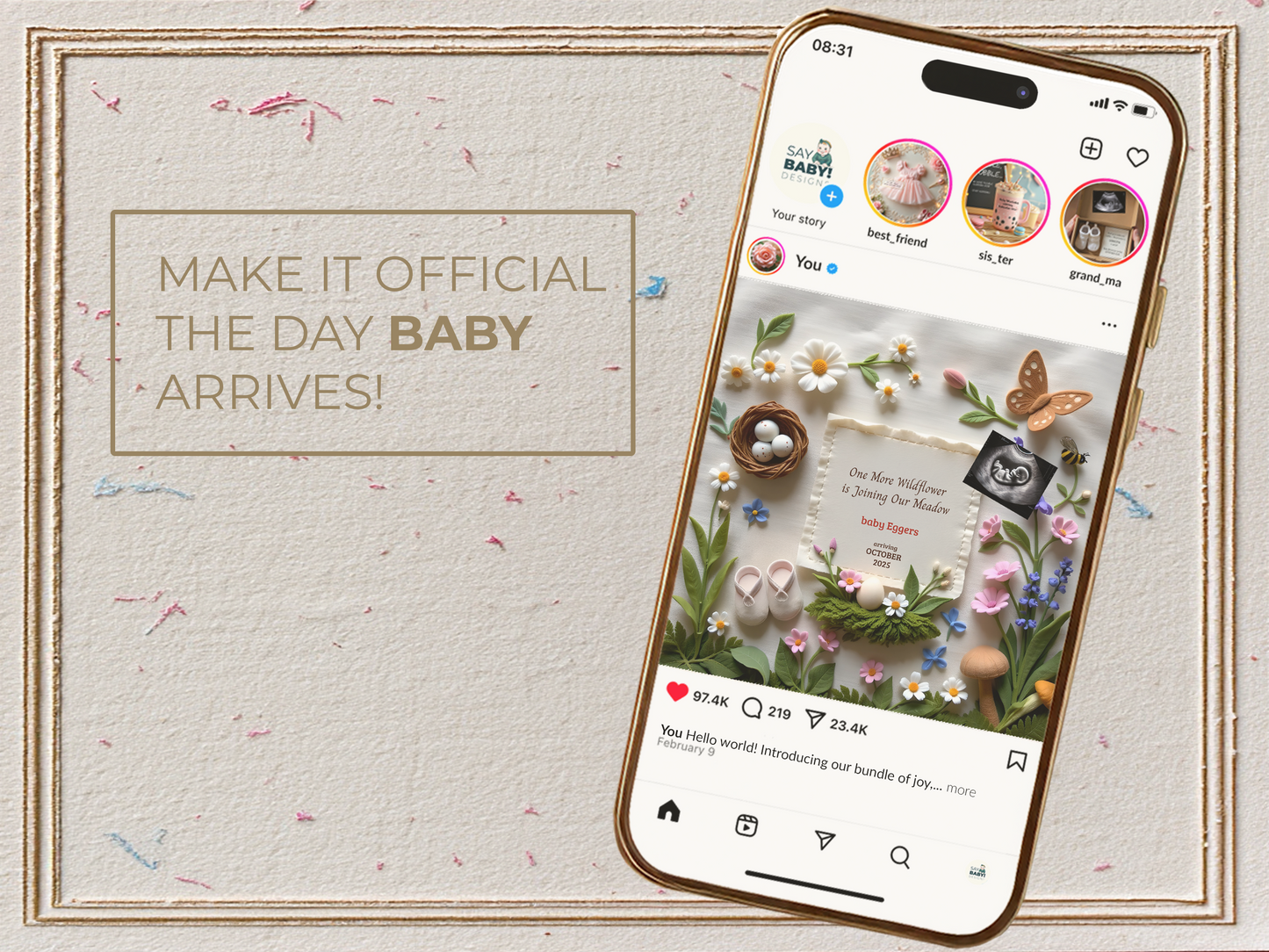 Blooming Easter Pregnancy Announcement