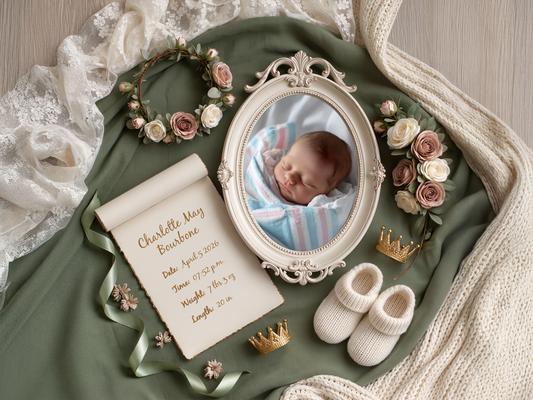 Sage Baby Birth Announcement