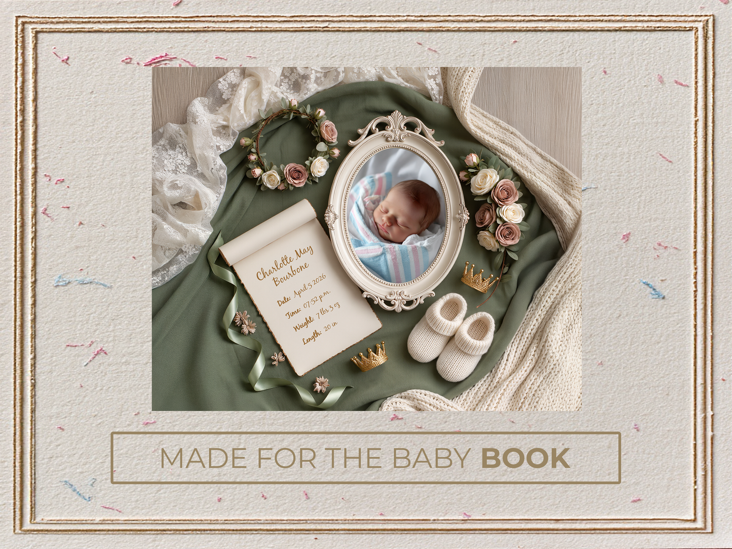 Sage Baby Birth Announcement