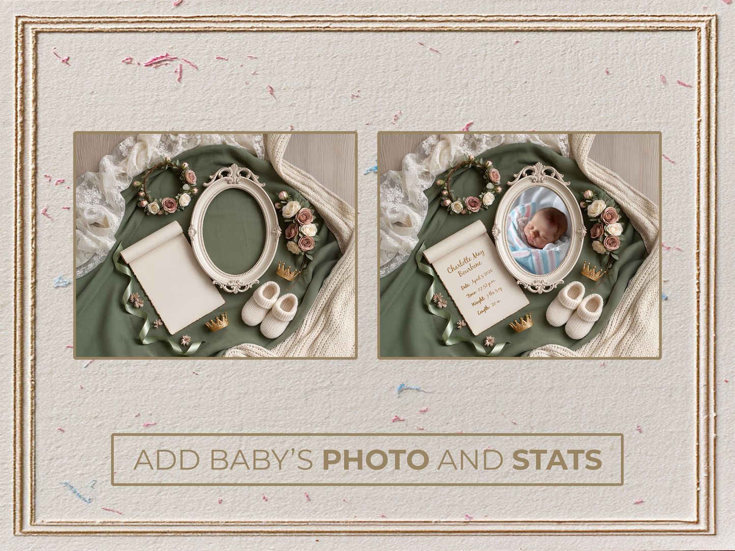 Sage Baby Birth Announcement