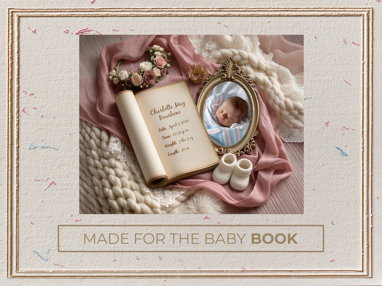 Peony Baby Birth Announcement