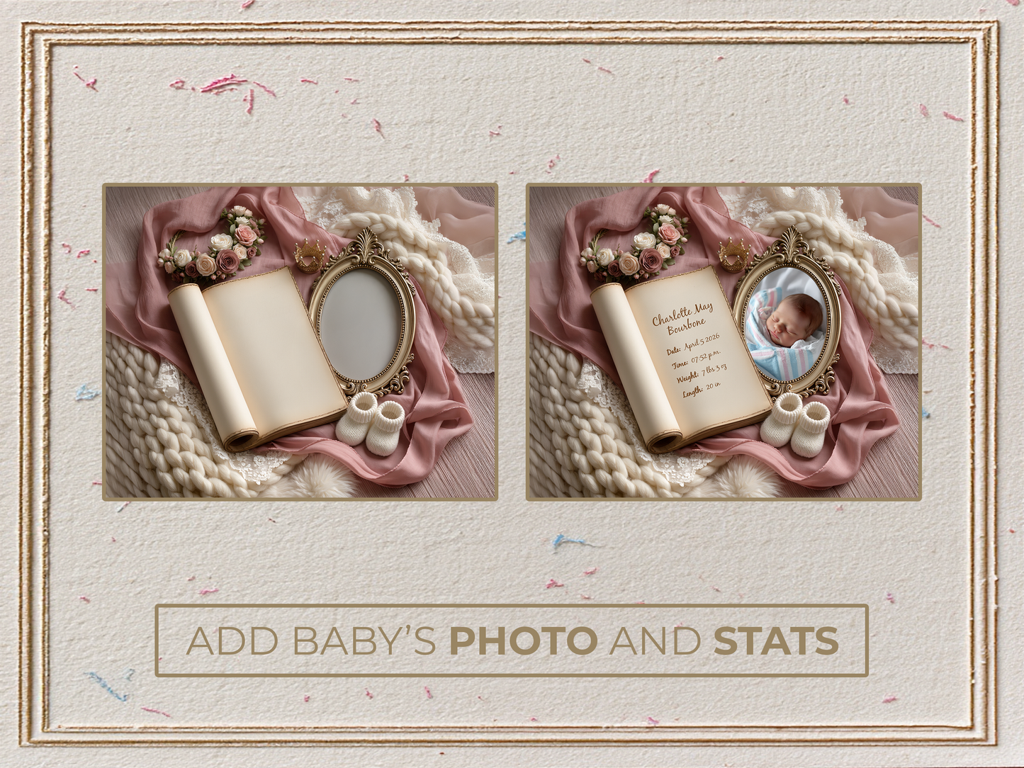 Peony Baby Birth Announcement