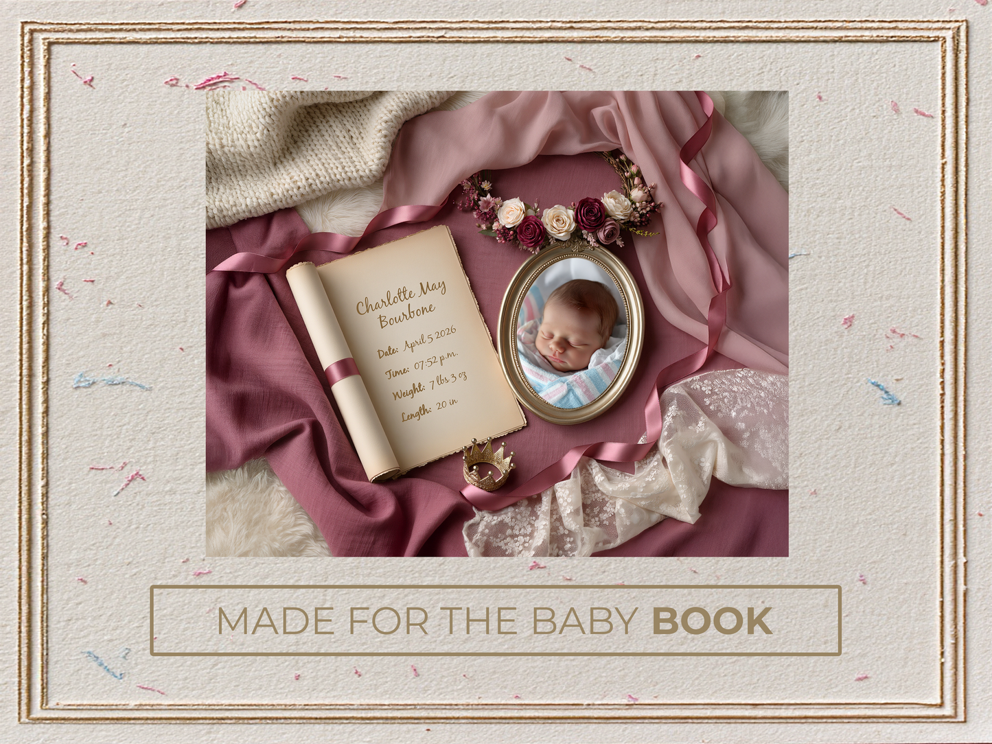 Plum Baby Birth Announcement
