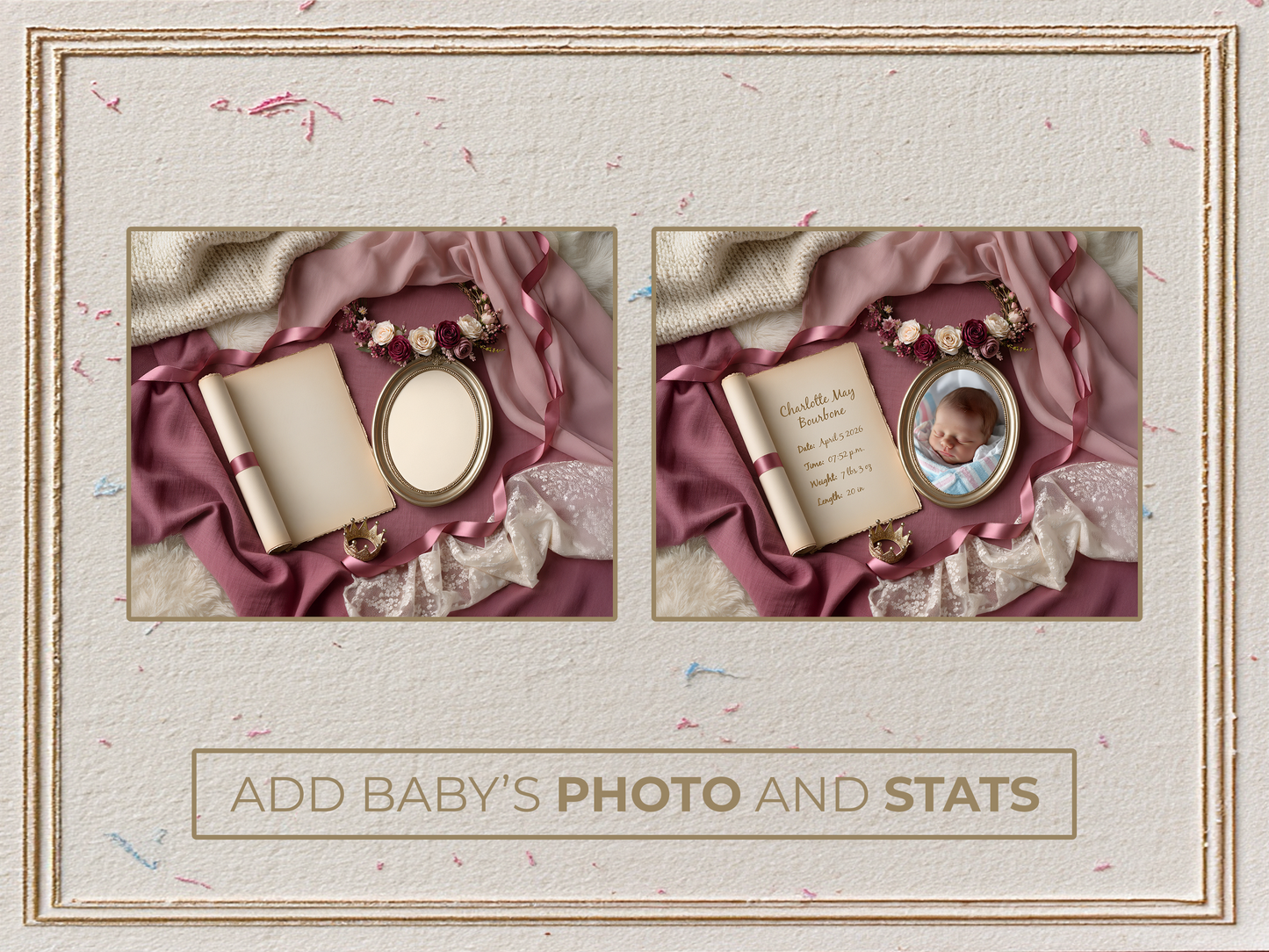 Plum Baby Birth Announcement