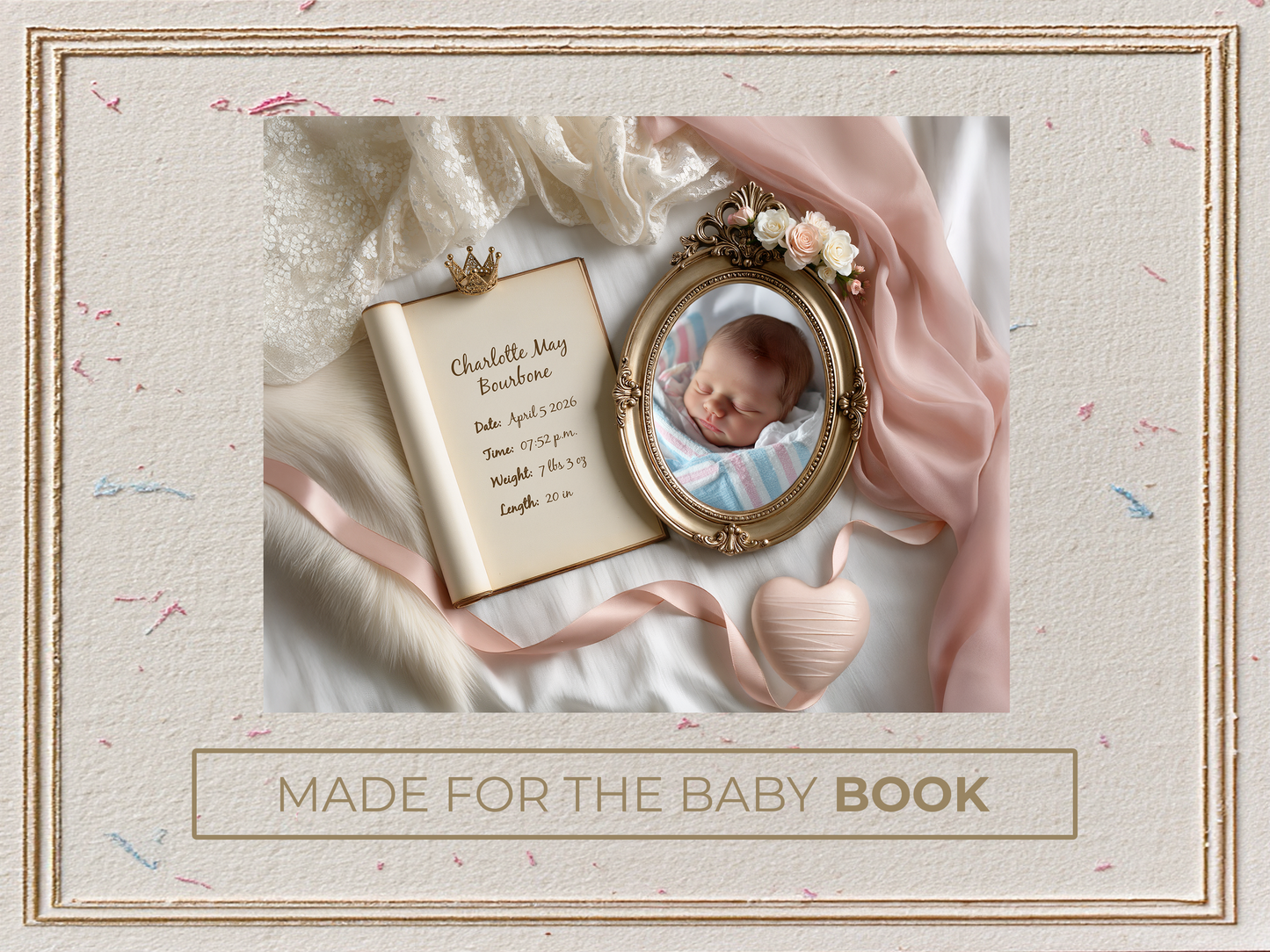 White Baby Birth Announcement