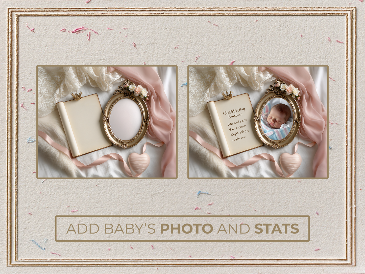 White Baby Birth Announcement