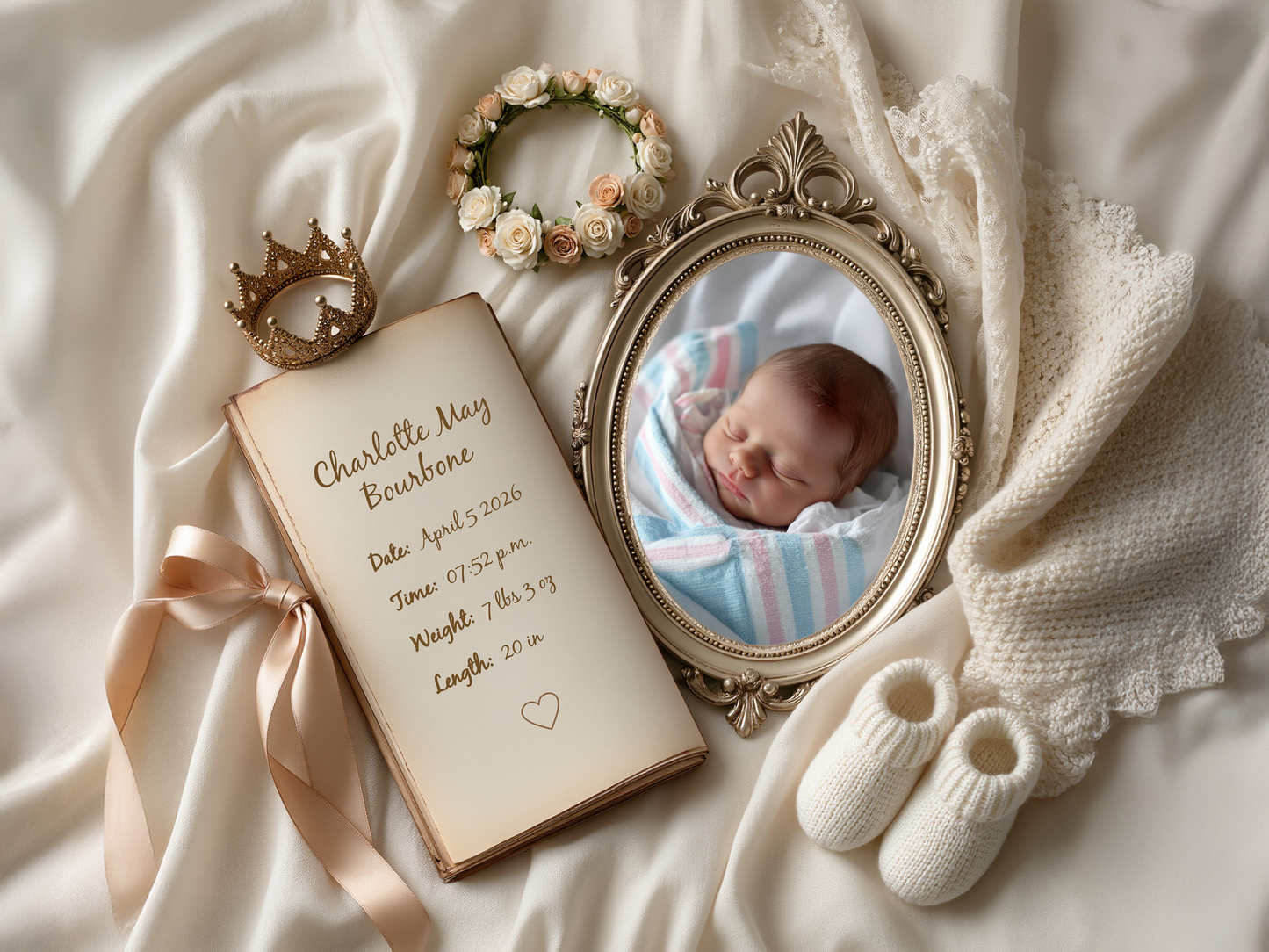Ivory Baby Birth Announcement
