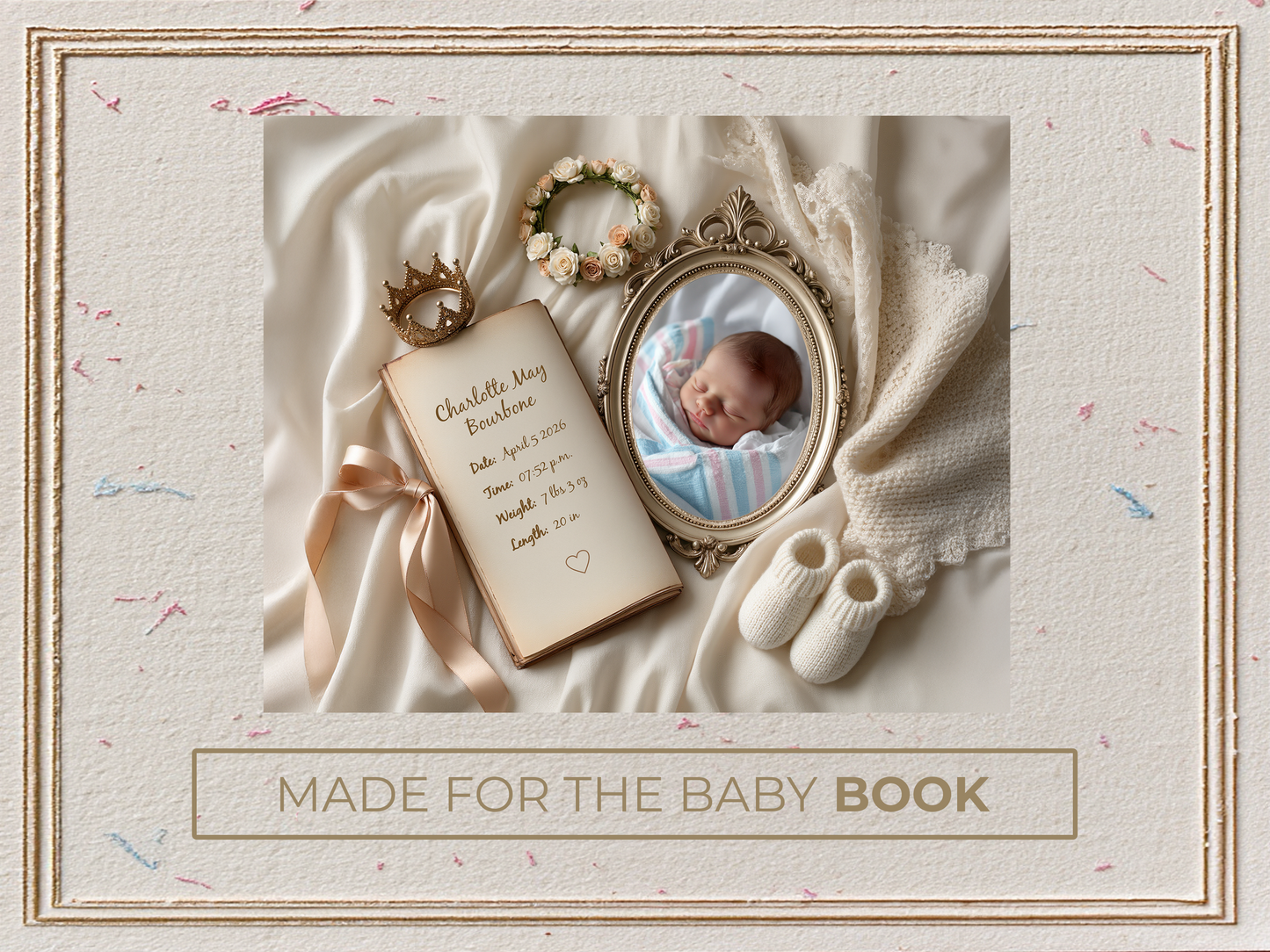 Ivory Baby Birth Announcement