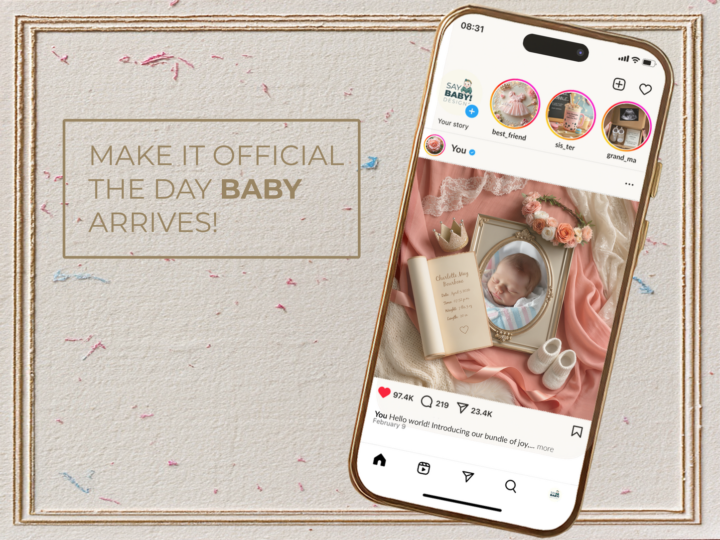 Coral Baby Birth Announcements