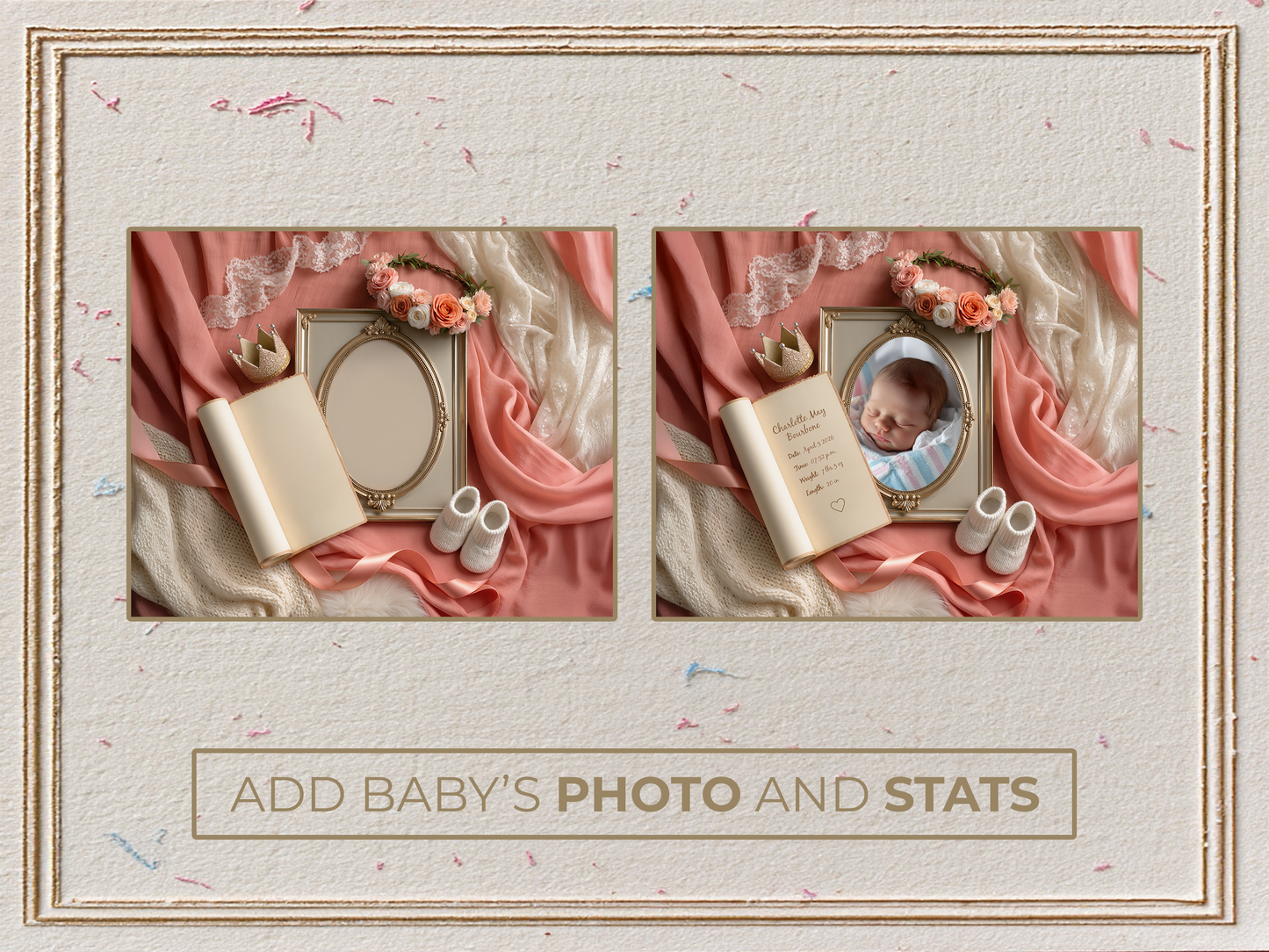 Coral Baby Birth Announcements