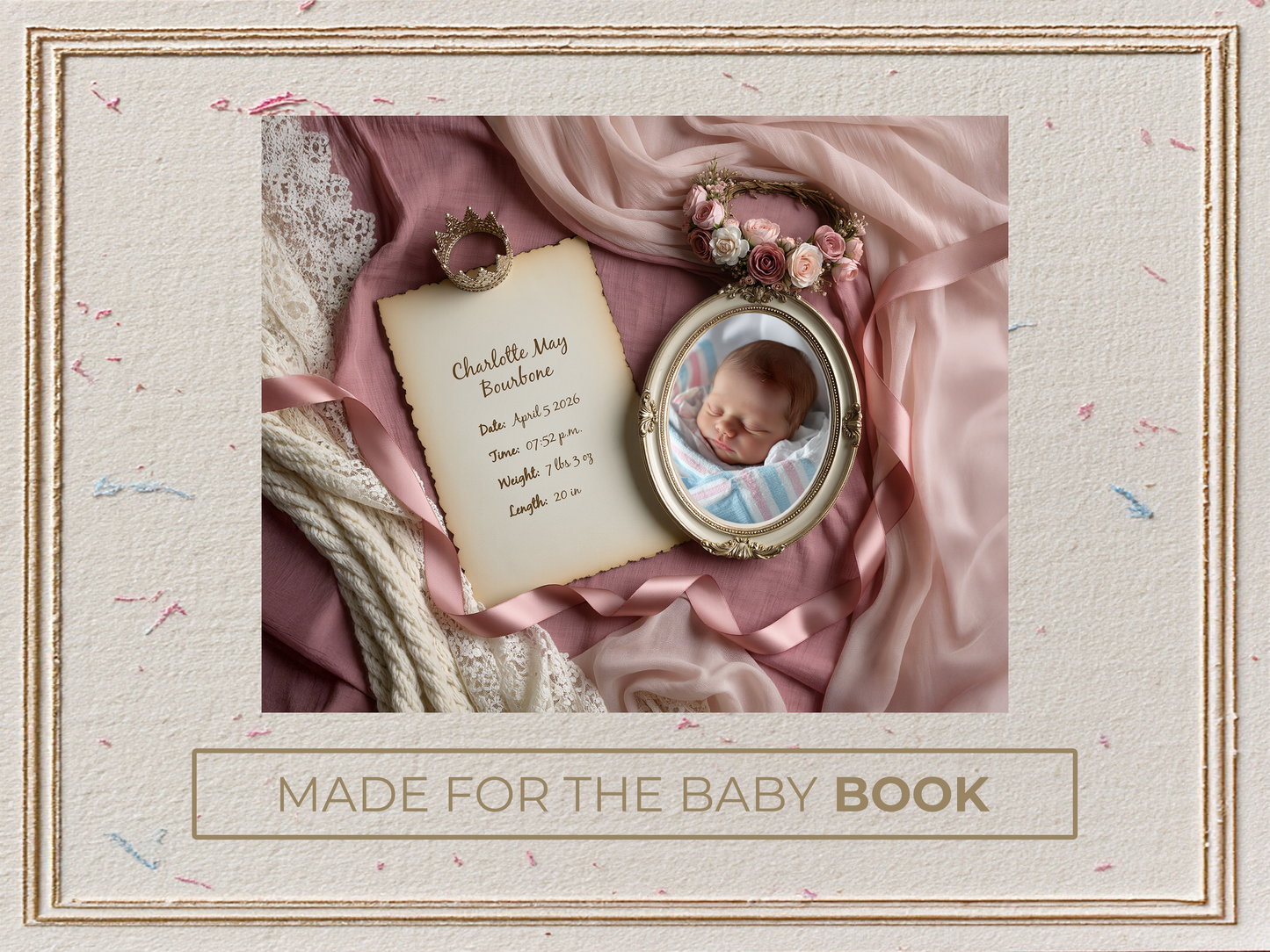 Dusty Rose Baby Birth Announcement