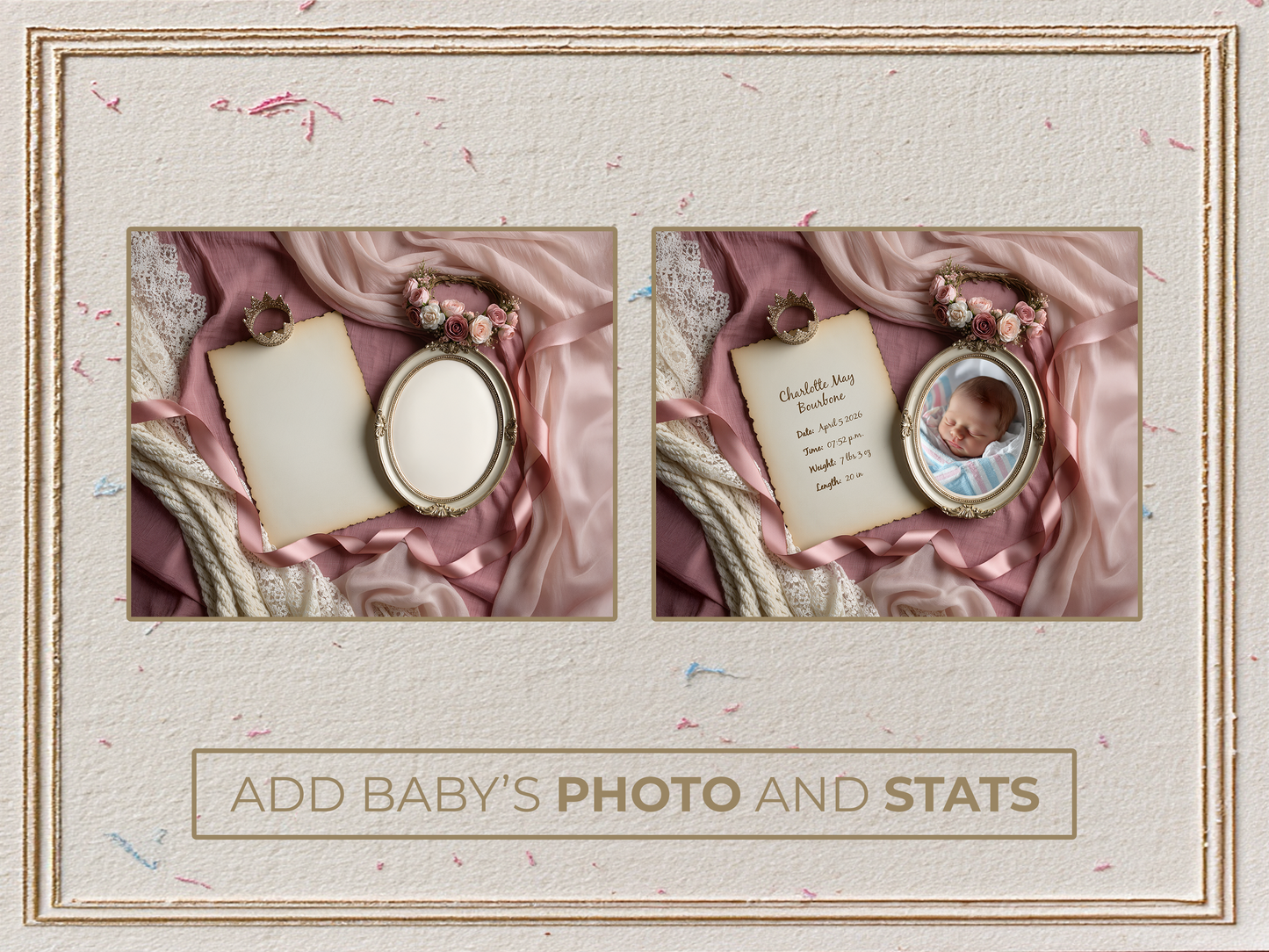 Dusty Rose Baby Birth Announcement