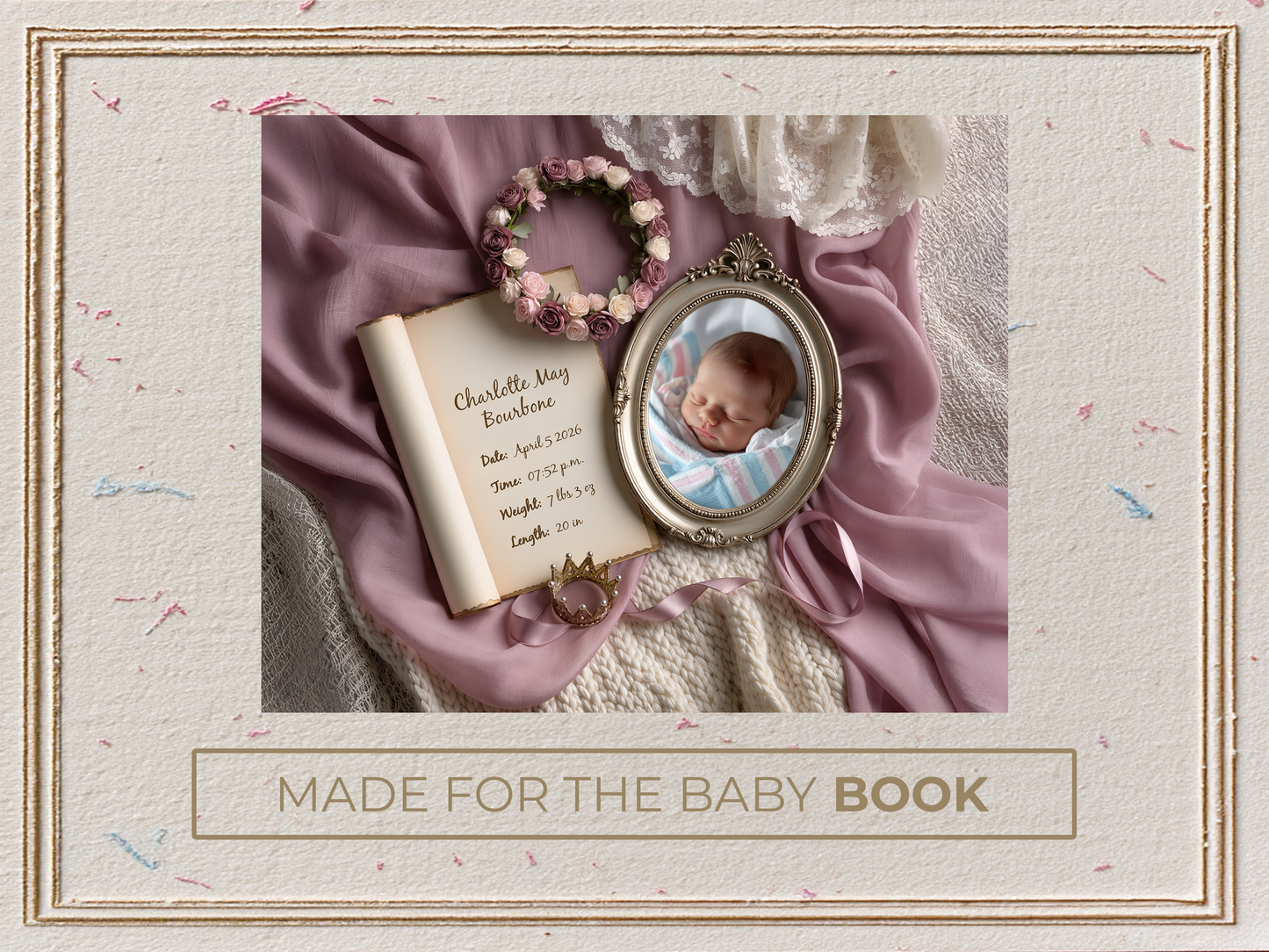 Mauve Baby Birth Announcement