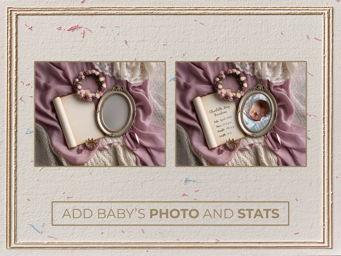 Mauve Baby Birth Announcement