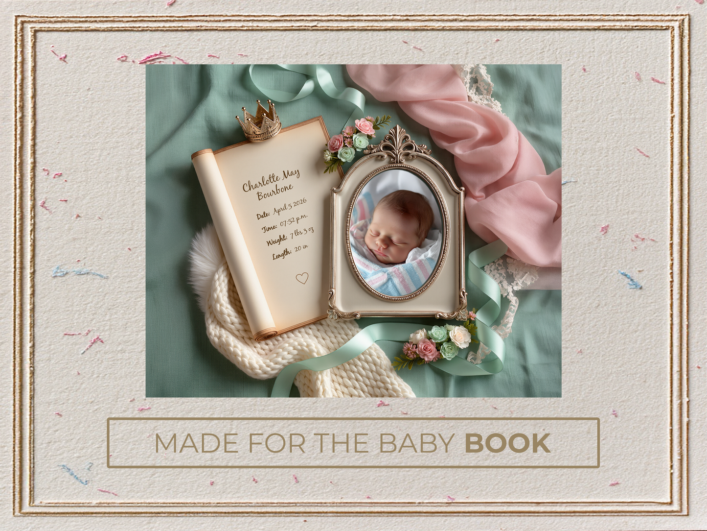 Mint Baby Birth Announcement