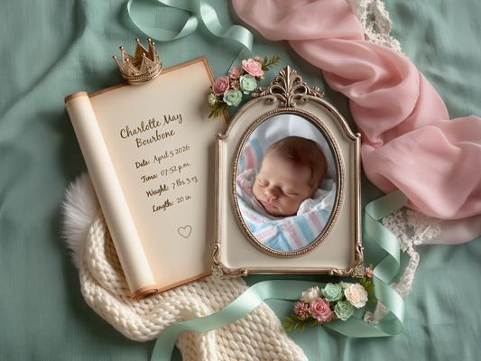 Mint Baby Birth Announcement
