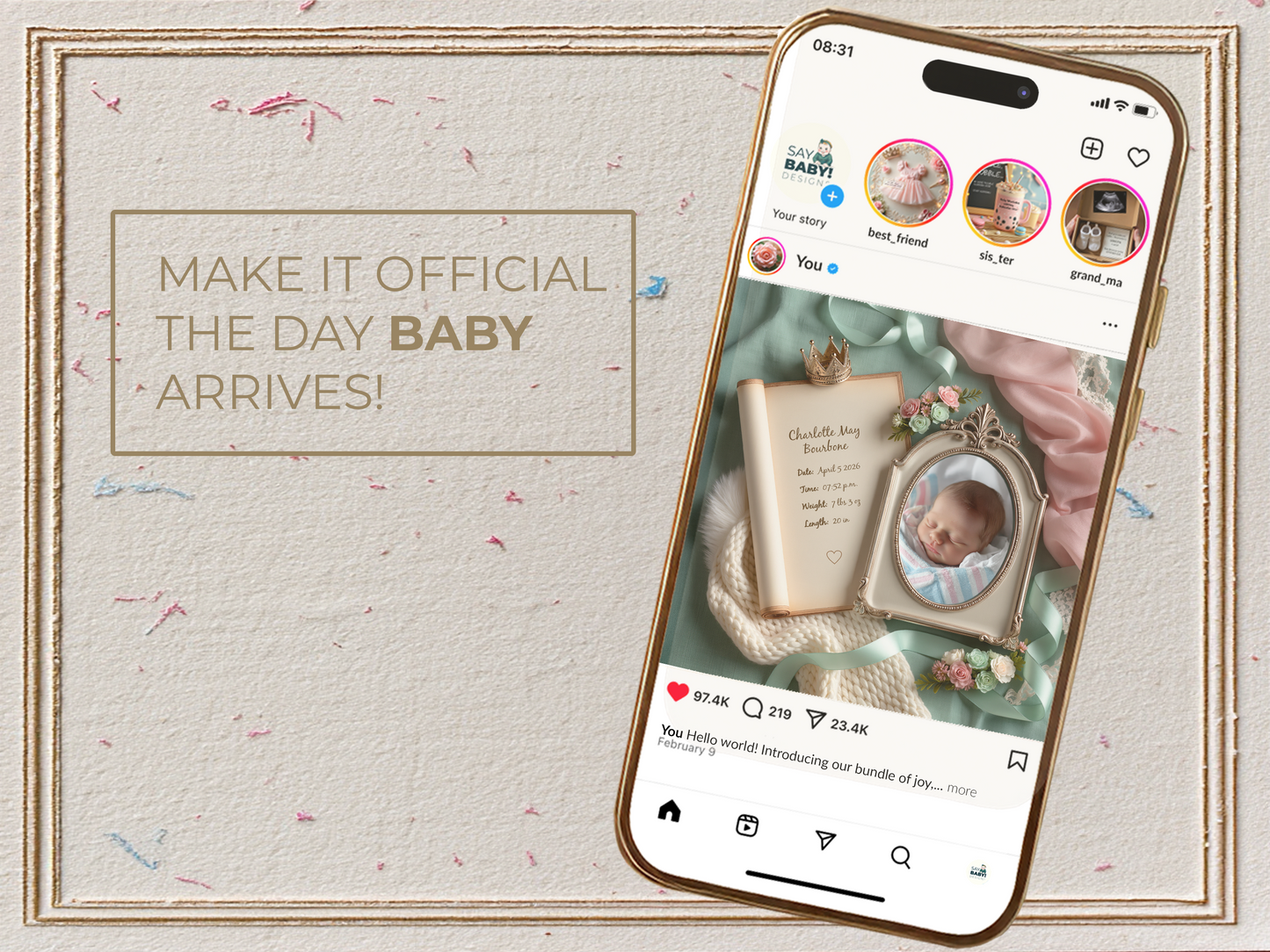 Mint Baby Birth Announcement