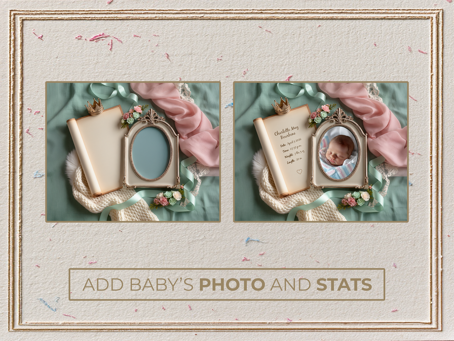 Mint Baby Birth Announcement