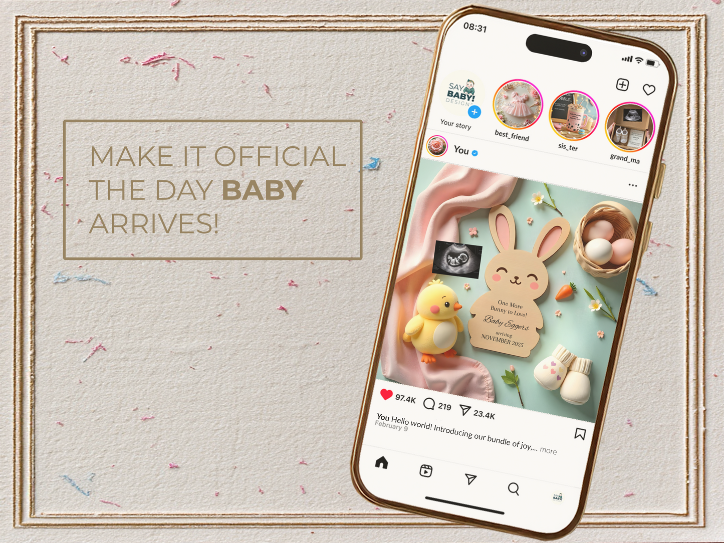Kawaii Easter Chick Pregnancy Announcement