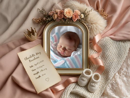 Peach Baby Birth Announcement