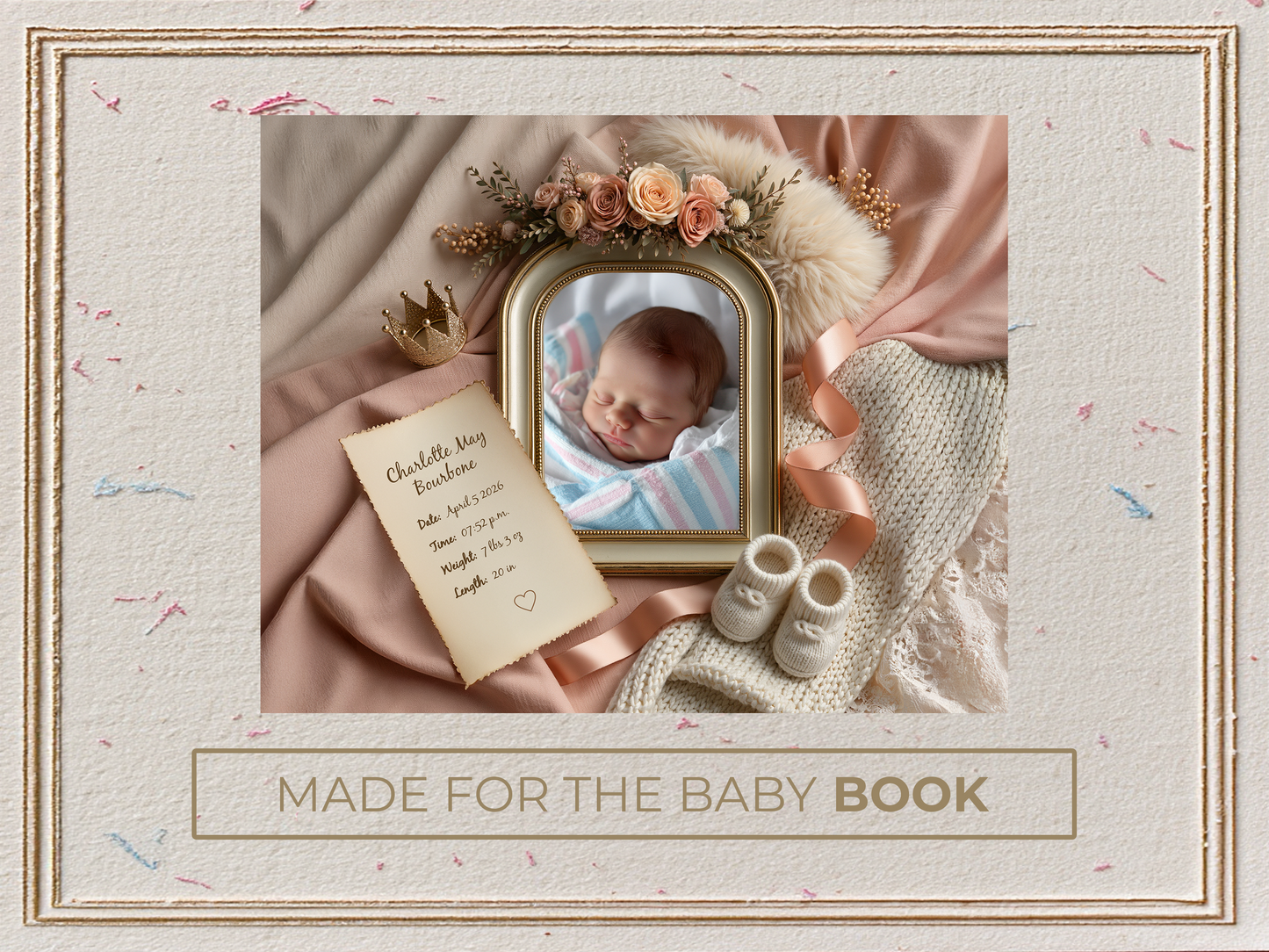 Peach Baby Birth Announcement