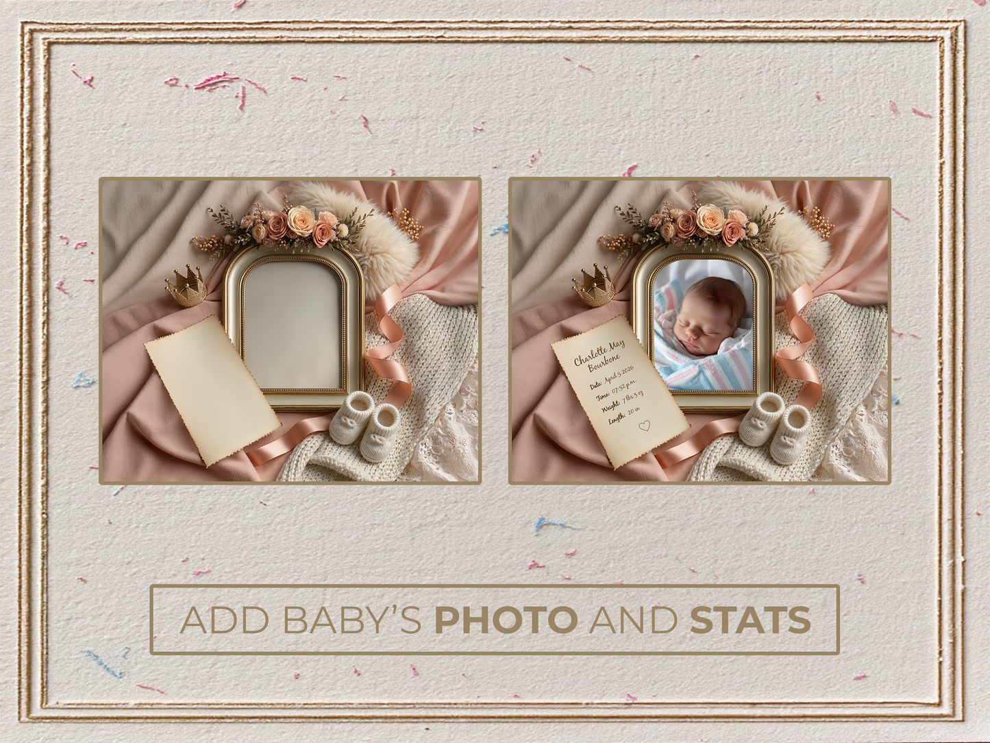 Peach Baby Birth Announcement