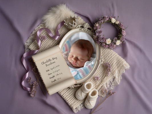 Lavender Baby Birth Announcement
