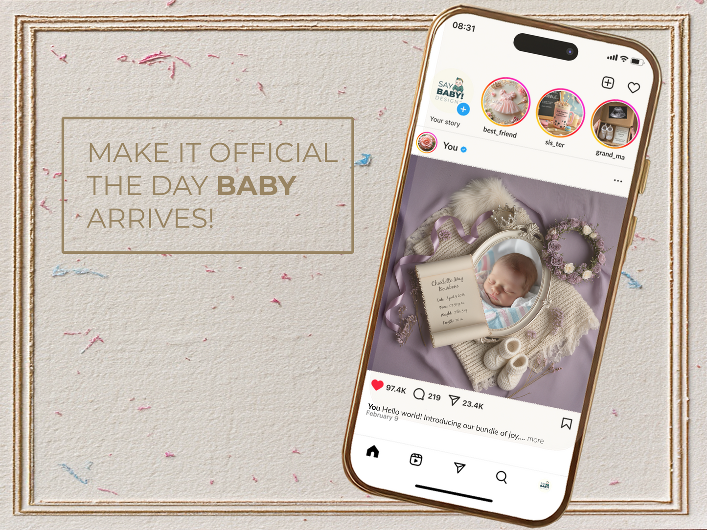 Lavender Baby Birth Announcement