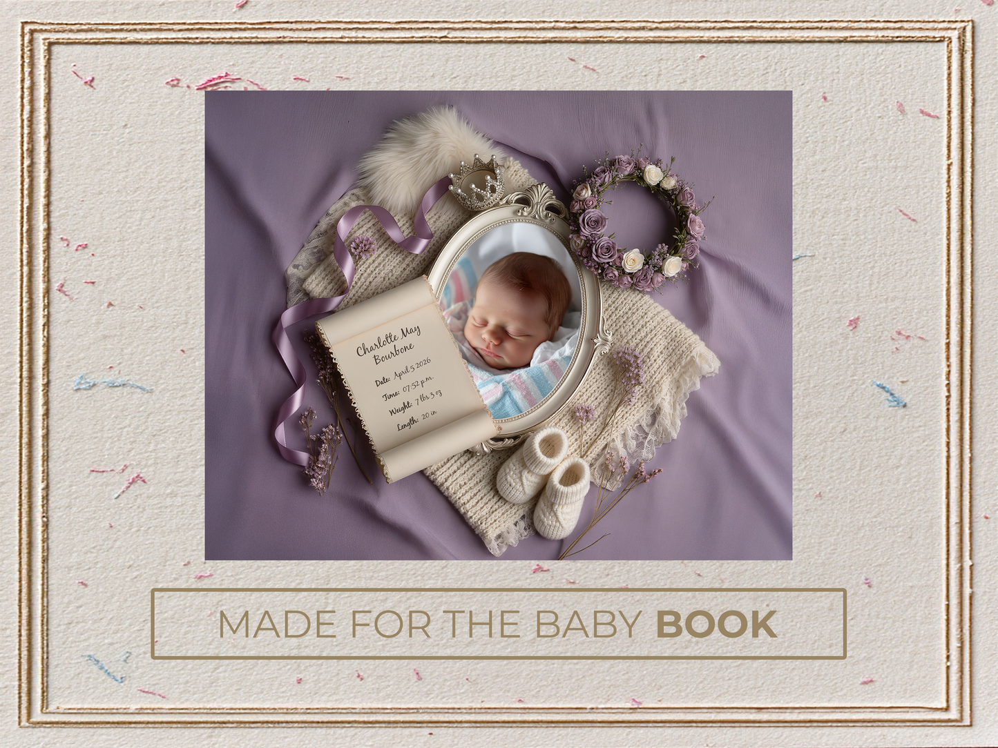 Lavender Baby Birth Announcement