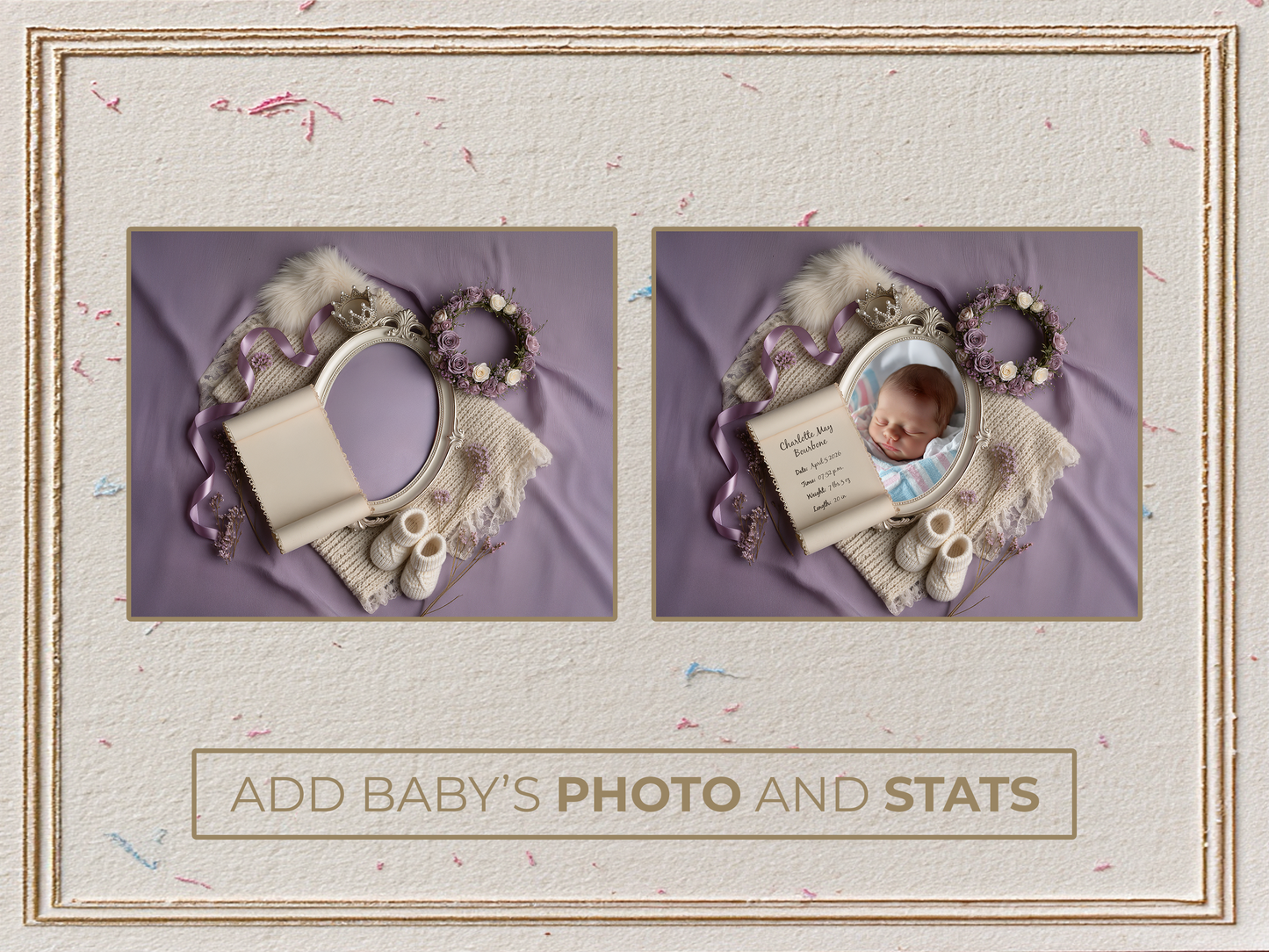 Lavender Baby Birth Announcement