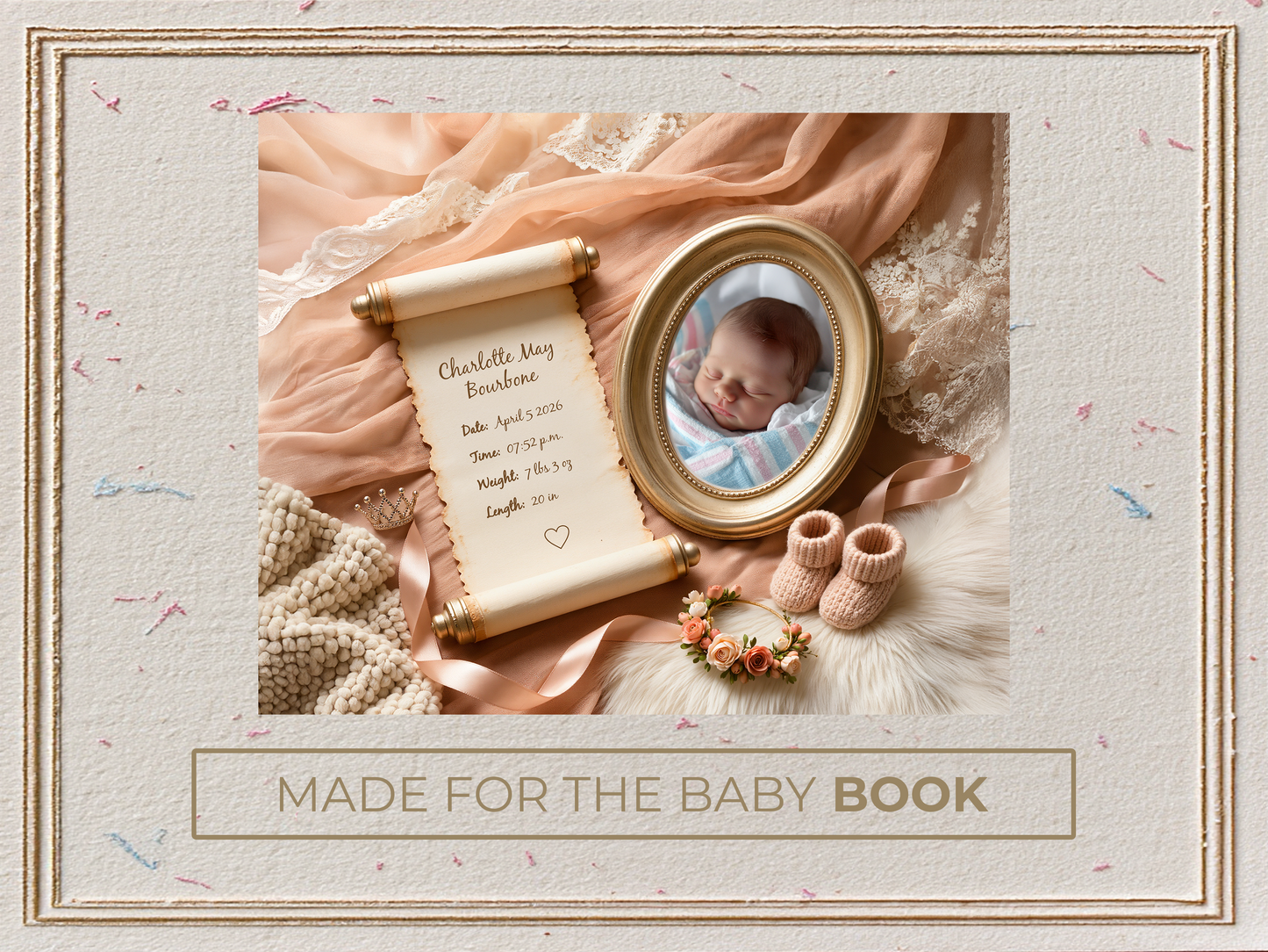 Peach Blossom Baby Birth Announcement