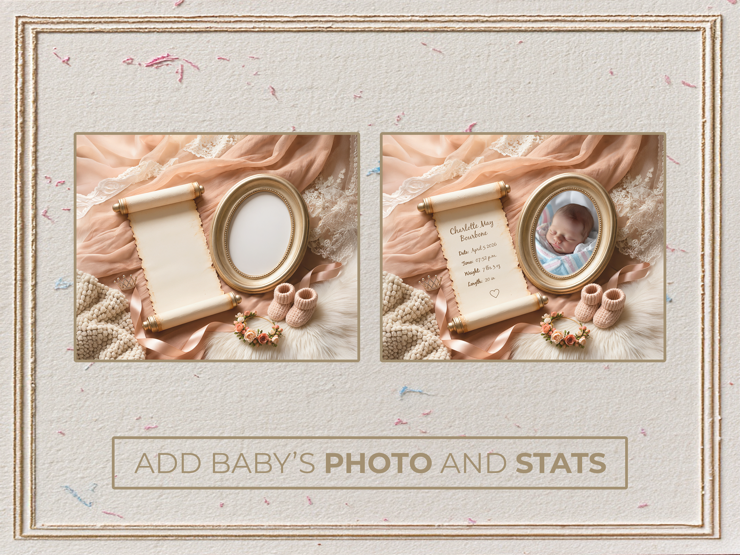 Peach Blossom Baby Birth Announcement