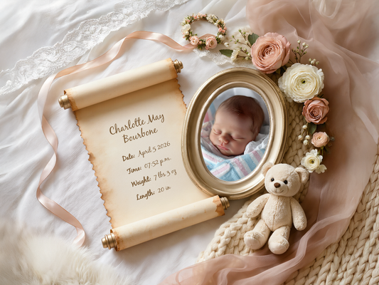 Linen Baby Birth Announcement