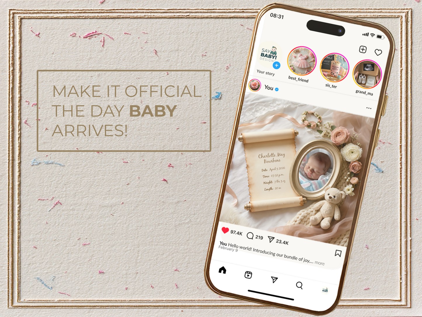 Linen Baby Birth Announcement