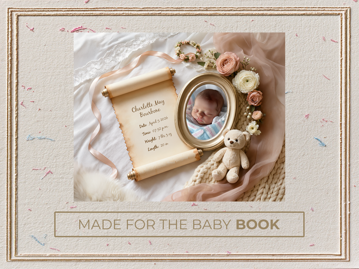 Linen Baby Birth Announcement