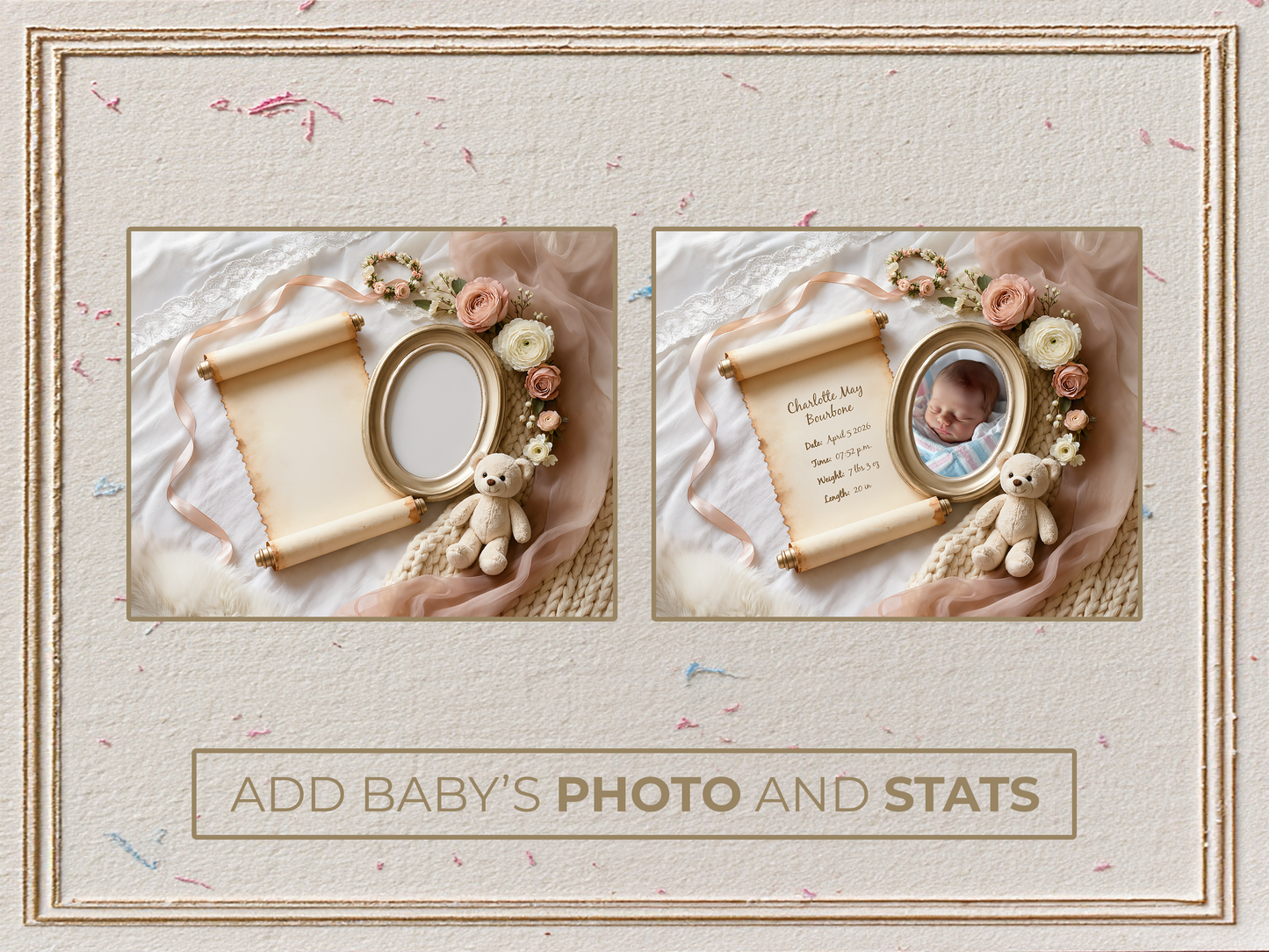 Linen Baby Birth Announcement