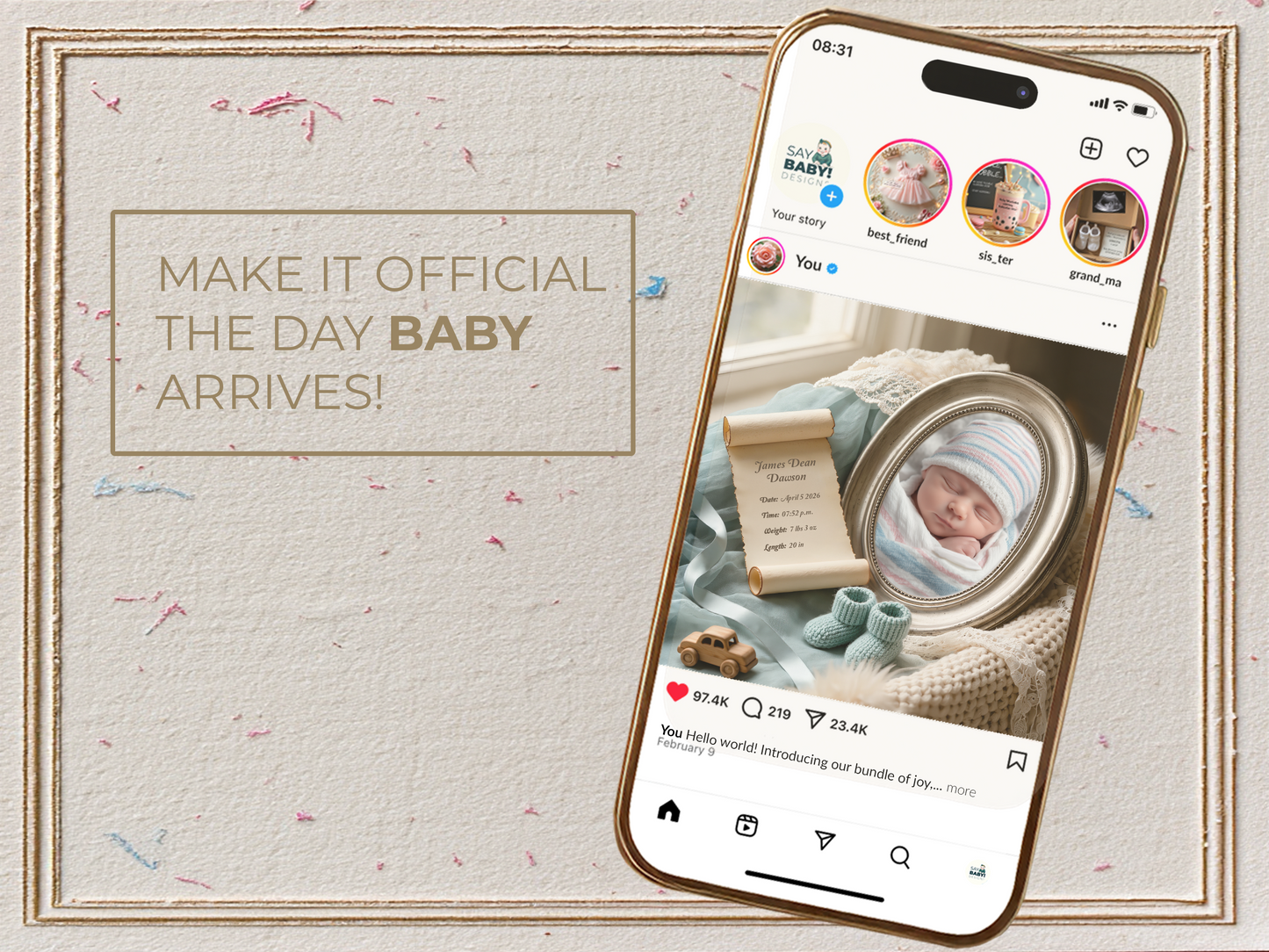 Baby Blue Birth Announcement