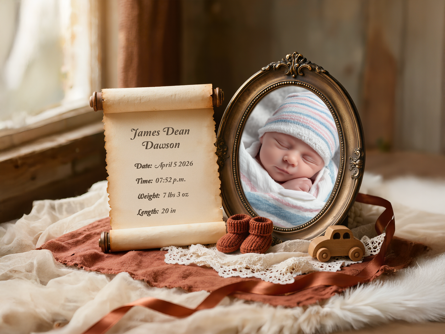 Vintage Baby Birth Announcement
